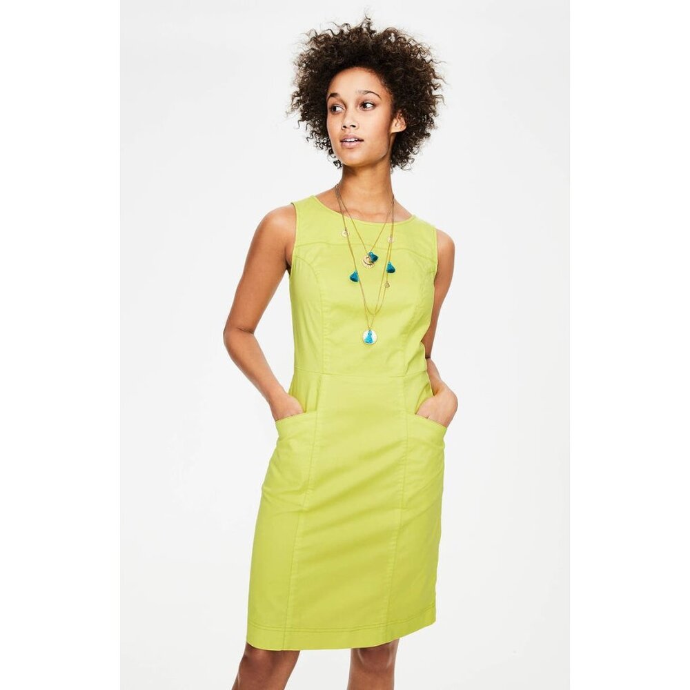 NWT Womens Size 6 Boden Yellow Tamara Stretch Cotton Sleeveless Dress NEW